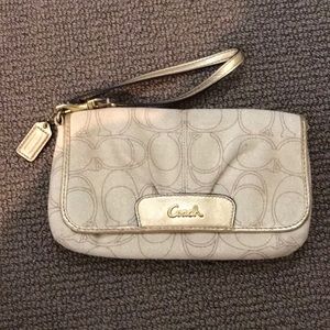 Coach Gold & Beige Signature Clutch